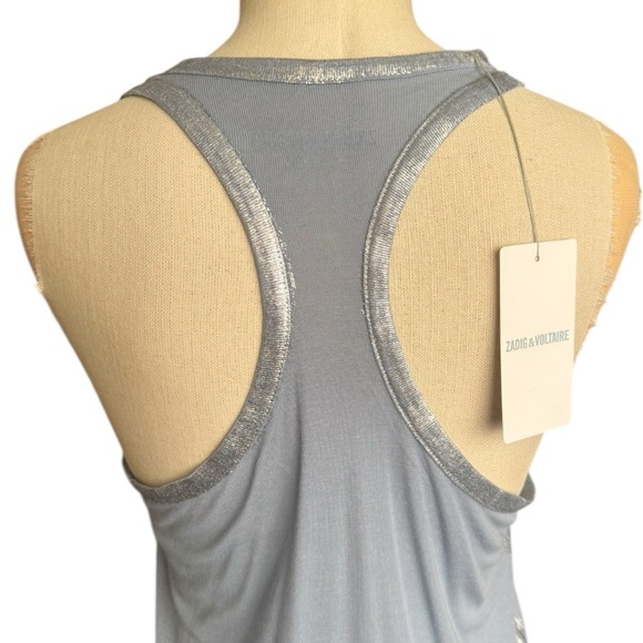 NWT Zadig & Voltaire Ander Foil Racerback Tank - Horizon Blue Small - Picture 7 of 9
